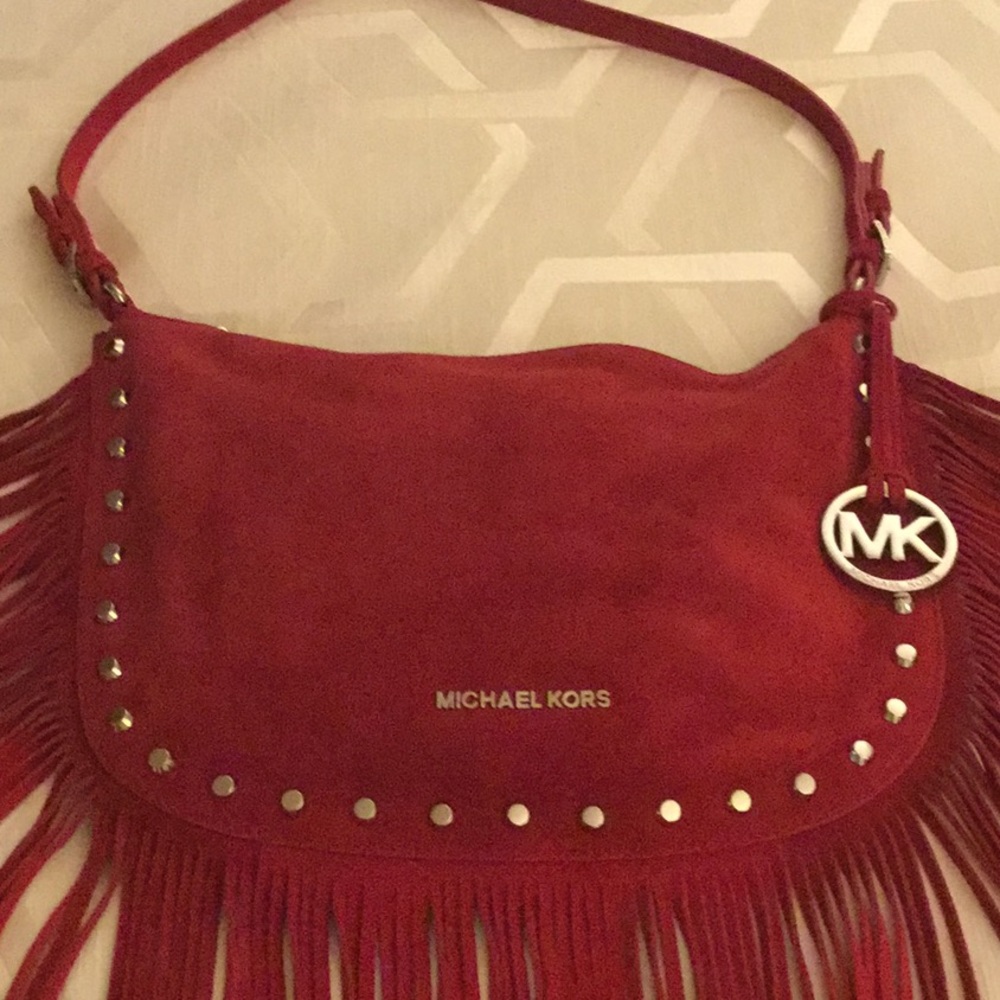 Michael Kors Red Suede Hobo Bag